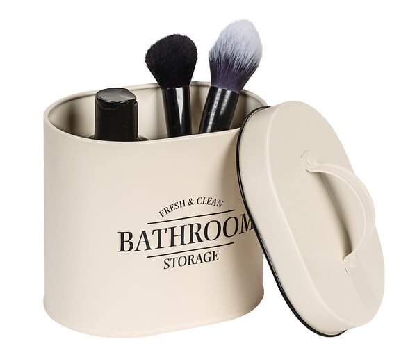 WENKO - Boîte SDB avec couvercle Uri ovale beige - large