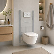 GEBERIT - Pack Bati-support Geberit 112cm + Cuvette Swiss Aqua Technologies sans bride + Plaque blanche (SATrimlessGeb3-RT) - vignette
