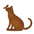 DECORIALE - Chat avec papillon sur truffe métal rouille sur socle 42xh42cm - vignette