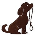 DECORIALE - Chien lucy avec laisse métal rouille sur socle h50cm - vignette
