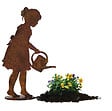 DECORIALE - Lisa avec arrosoir métal rouille sur socle 61xh103cm - vignette