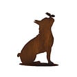 DECORIALE - Bouledogue avec papillon métal rouille sur socle h55cm - vignette