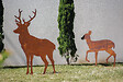 DECORIALE - Cerf métal rouille sur socle 93xh148cm - vignette
