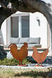 DECORIALE - Poule métal rouille sur socle 34xh39cm - vignette
