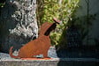 DECORIALE - Teckel avec papillon métal rouille sur socle 55xh45cm - vignette