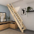 KORDO - Escalier droit Normandie sapin - H.304.5xL.75xP.19cm - vignette