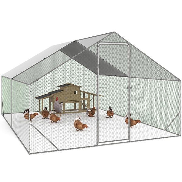 ID MARKET - Enclos poulailler 12 m² parc grillagé 4x3 M acier galvanisé - large