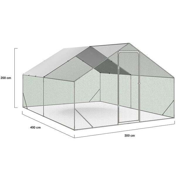 ID MARKET - Enclos poulailler 12 m² parc grillagé 4x3 M acier galvanisé - large