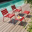 OVIALA - Lot de 2 fauteuils relax avec repose-pieds en métal rouge - Palavas - vignette
