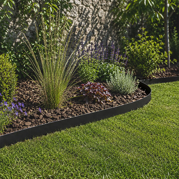 GT GARDEN - Bordure de jardin flexible noire - 15 cm x 6 mètres - large