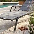 OVIALA - Lot de 2 bains de soleil en aluminium noir - Santa Monica - vignette