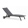 OVIALA - Lot de 2 bains de soleil en aluminium noir - Santa Monica - vignette