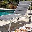OVIALA - Lot de 2 bains de soleil en aluminium blanc - Santa Monica - vignette