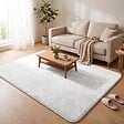 VOUNOT - Tapis de salon poils ras doux antiderapant 160x230cm uni crème - vignette