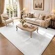 VOUNOT - Tapis de salon poils ras doux antiderapant 200x300cm uni crème - vignette