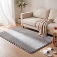 VOUNOT - Tapis de salon poils ras doux antiderapant 120x160cm uni gris - vignette