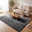 VOUNOT - Tapis de salon poils ras doux antiderapant 160x230cm uni anthracite - vignette