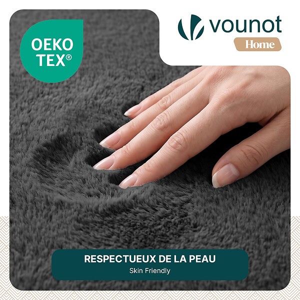 VOUNOT - Tapis de salon poils ras doux antiderapant 240x340cm uni anthracite - large
