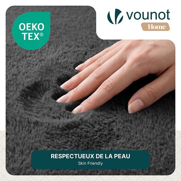 VOUNOT - Tapis de salon poils ras doux antiderapant 200x300cm uni anthracite - large
