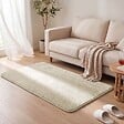 VOUNOT - Tapis de salon poils ras doux antiderapant 80x150cm uni beige - vignette