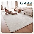 VOUNOT - Tapis de salon poils ras doux antiderapant 240x340cm uni crème - vignette