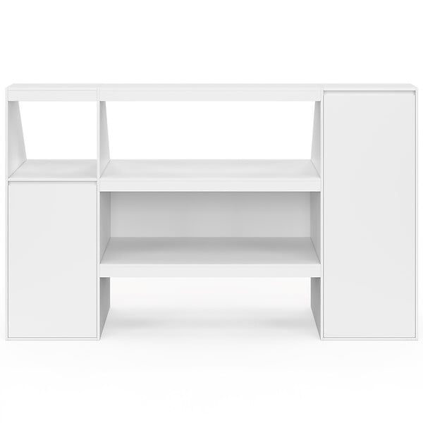 ID MARKET - Ensemble étagère 2 niveaux, armoire 2 armoire 1 porte + 1 niche sous pente TOMI blanc - large