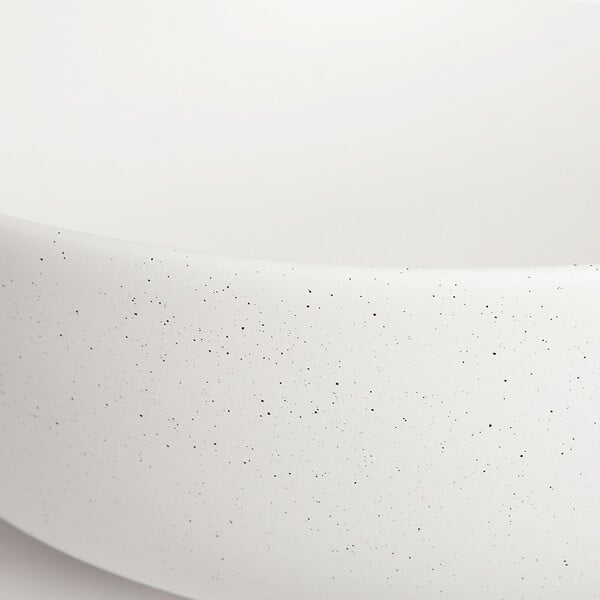 KERRA - Vasque à poser ronde en céramique GRANA blanc mat effet granit Ø41,5 cm - large