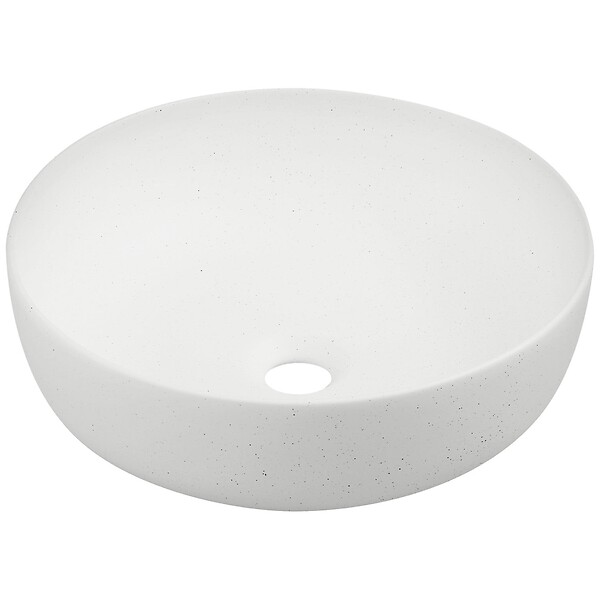 KERRA - Vasque à poser ronde en céramique GRANA blanc mat effet granit Ø41,5 cm - large