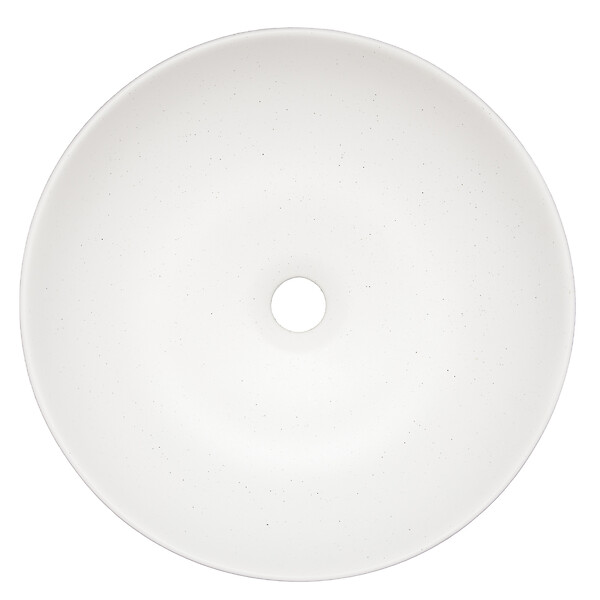 KERRA - Vasque à poser ronde en céramique GRANA blanc mat effet granit Ø41,5 cm - large