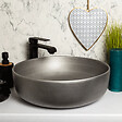 KERRA - Vasque à poser ronde en céramique SILVER gris métal brossé Ø41,5 cm - vignette