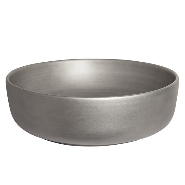 KERRA - Vasque à poser ronde en céramique SILVER gris métal brossé Ø41,5 cm - large
