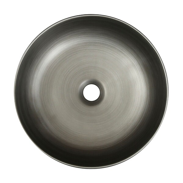 KERRA - Vasque à poser ronde en céramique SILVER gris métal brossé Ø41,5 cm - large