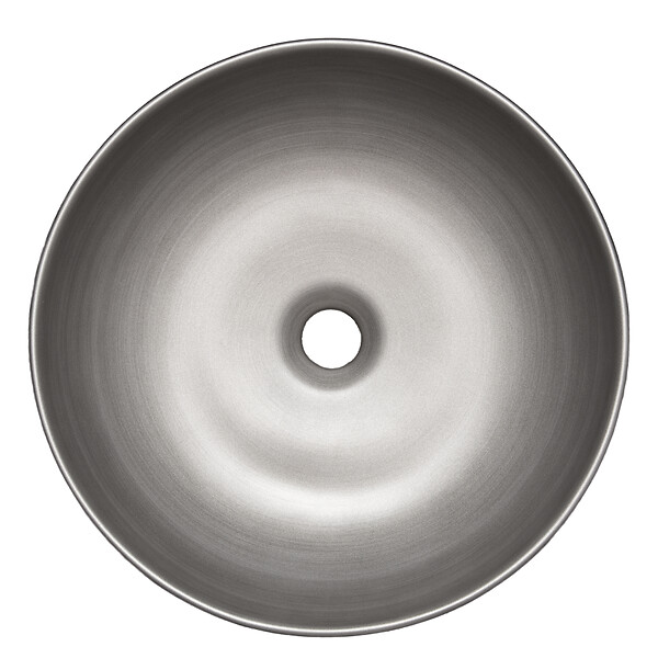 KERRA - Vasque à poser ronde en céramique SILVER gris métal brossé Ø41,5 cm - large