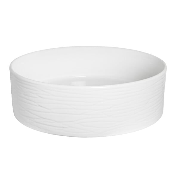 KERRA - Vasque à poser ronde en céramique PRISMA extérieur rainuré Ø40 cm - large