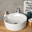 KERRA - Vasque à poser ronde en céramique ELYNA design intérieur en forme de diamant Ø40 cm - vignette