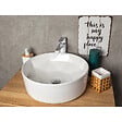 KERRA - Vasque à poser ronde en céramique ELYNA design intérieur en forme de diamant Ø40 cm - vignette
