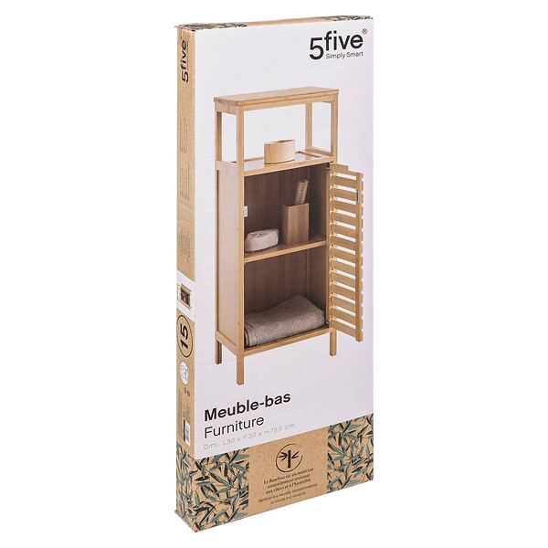 5 FIVE SIMPLY SMART - Meuble colonne 1 porte "Sicela" bambou - large