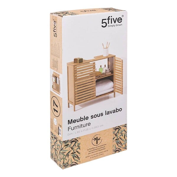 5 FIVE SIMPLY SMART - Meuble bas sous lavabo "Sicela" bambou - large