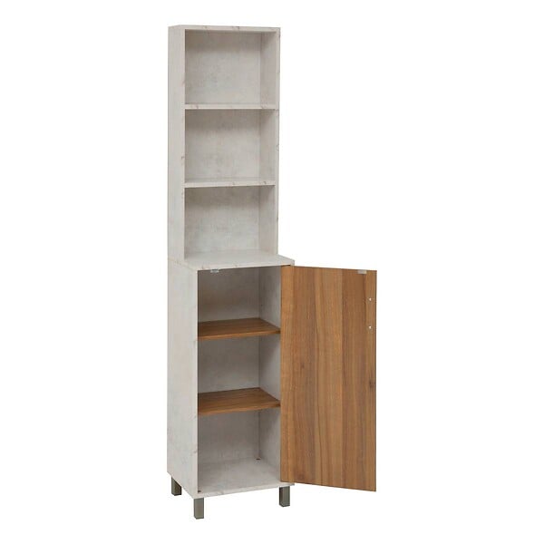 5 FIVE SIMPLY SMART - Étagère 1 porte 7 niveaux Come bois et effet marbre - large