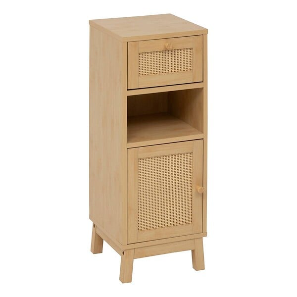 5 FIVE SIMPLY SMART - Meuble bas 1 porte 1 niveau Cane marron - large
