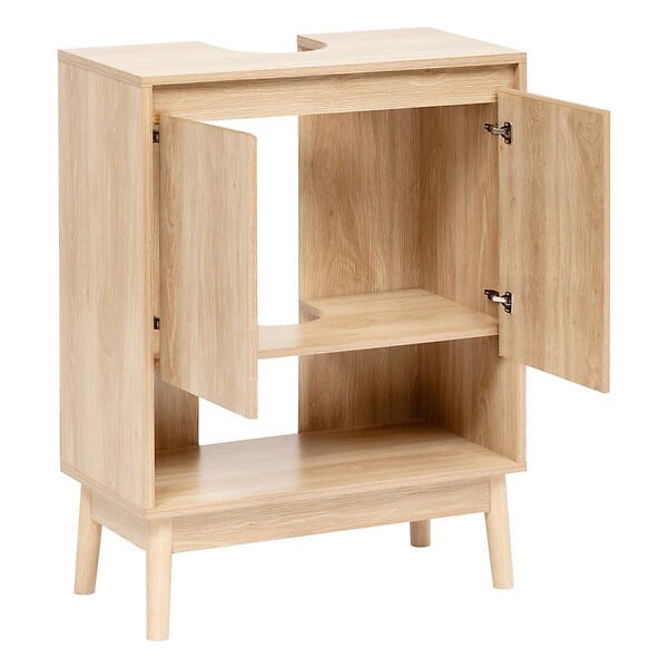 5 FIVE SIMPLY SMART - Meuble sous-lavabo Abana 2 portes bois clair - large