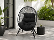 CONCEPT USINE - Fauteuil œuf sur pied en résine noir effet rotin JANE $ - vignette