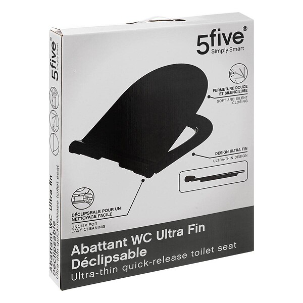 5 FIVE SIMPLY SMART - Abattant WC ultra fin noir - large