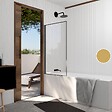 AURLANE - Pare Baignoire Rabattable 75x130 cm - Aluminium Gun Metal et Verre Trempé 4 mm - vignette