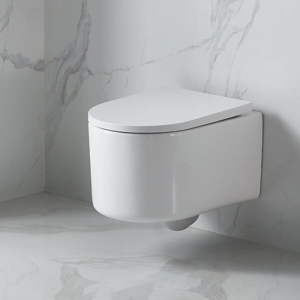 GROHE - Pack WC Bâti Rapid SL + WC sans bride SAT Vortex + Abattant SoftClose + Plaque chrome + Set d'habillage (ARENADELANOTQSB) - large