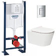 GROHE - Pack WC Bâti autoportant + WC sans bride SAT Brevis + Abattant ultra-fin softclose + Plaque chrome (ProjectBrevis-1) - vignette