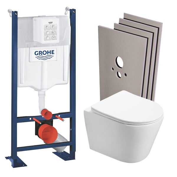 GROHE - Grohe Pack WC Bâti autoportant + WC Swiss Aqua Technologies Infinitio sans bride + Plaque + Set habillage (ProjectInfinitio-2-sabo) - large