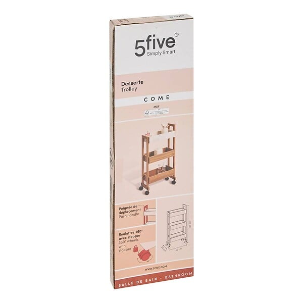 5 FIVE SIMPLY SMART - Desserte 3 niveaux Come L20cm bois et effet marbre - large