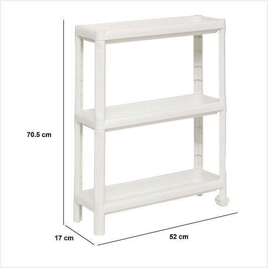 5 FIVE SIMPLY SMART - Desserte à roulettes 3 niveaux blanc H70,5cm - large