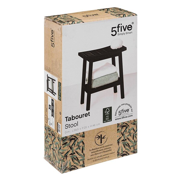5 FIVE SIMPLY SMART - Tabouret rangement bambou noir - large